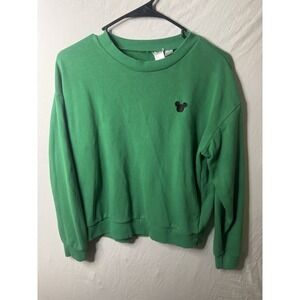H&M Disney Sweatshirt Womens Medium Green Long Sleeve Crew Neck Sweater